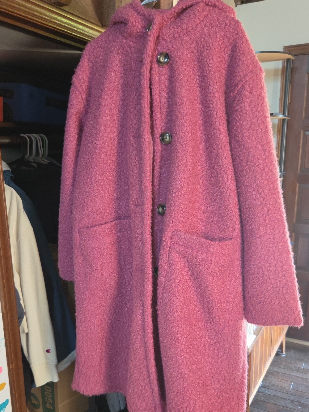 a new day Pink Hooded Bouclé Teddy Coat